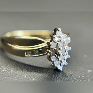 10k Yellow Gold Size 7 Raised Marquise Diamond Ring